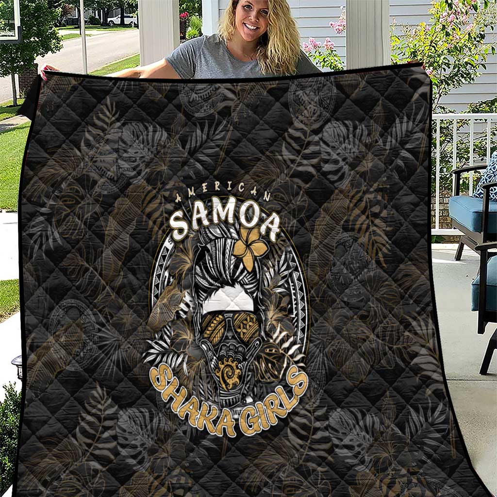 Personalized Shaka Girls America Samoa Quilt Tropical Flowers Vintage DT02 Black - Polynesian Pride