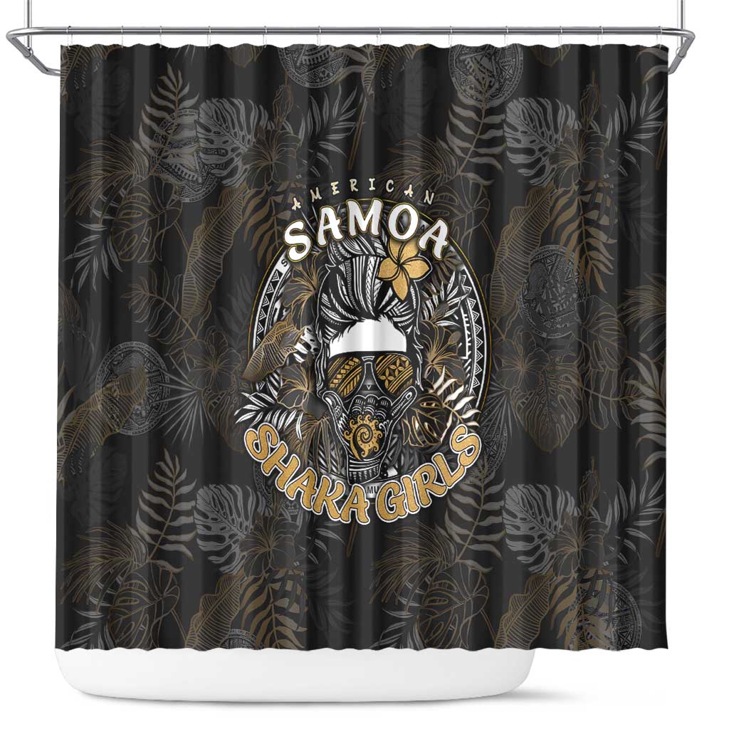 Personalized Shaka Girls America Samoa Shower Curtain Tropical Flowers Vintage DT02 Black - Polynesian Pride