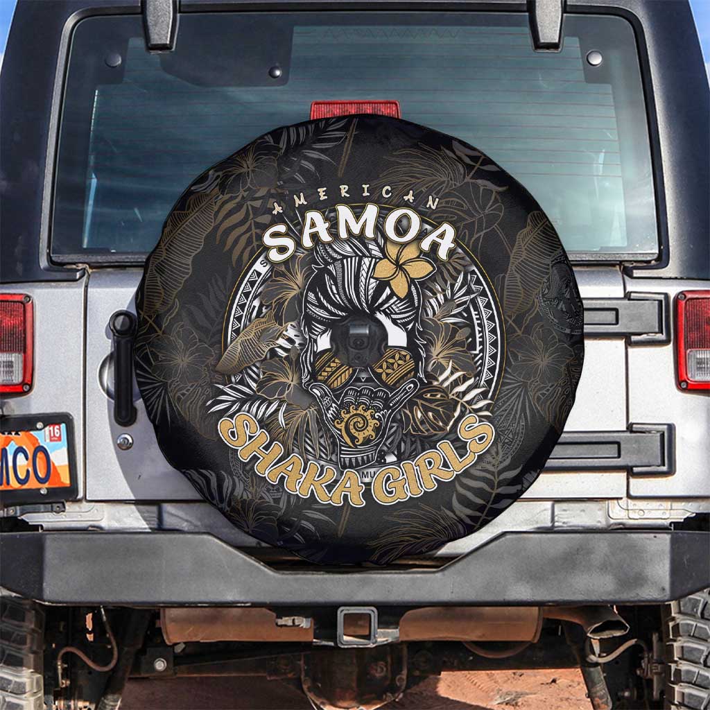 Personalized Shaka Girls America Samoa Spare Tire Cover Tropical Flowers Vintage DT02 Black - Polynesian Pride
