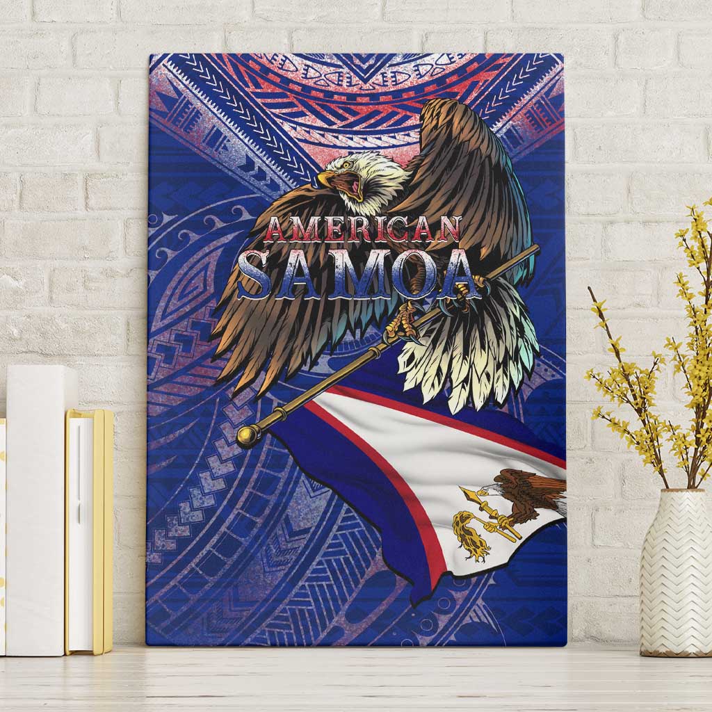 American Samoa Canvas Wall Art Brave Eagle Flag Color DT02 Without Frame Blue - Polynesian Pride