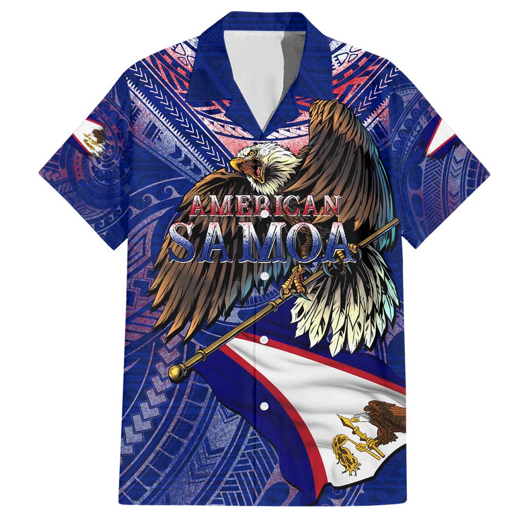 American Samoa Hawaiian Shirt Brave Eagle Flag Color DT02 Blue - Polynesian Pride