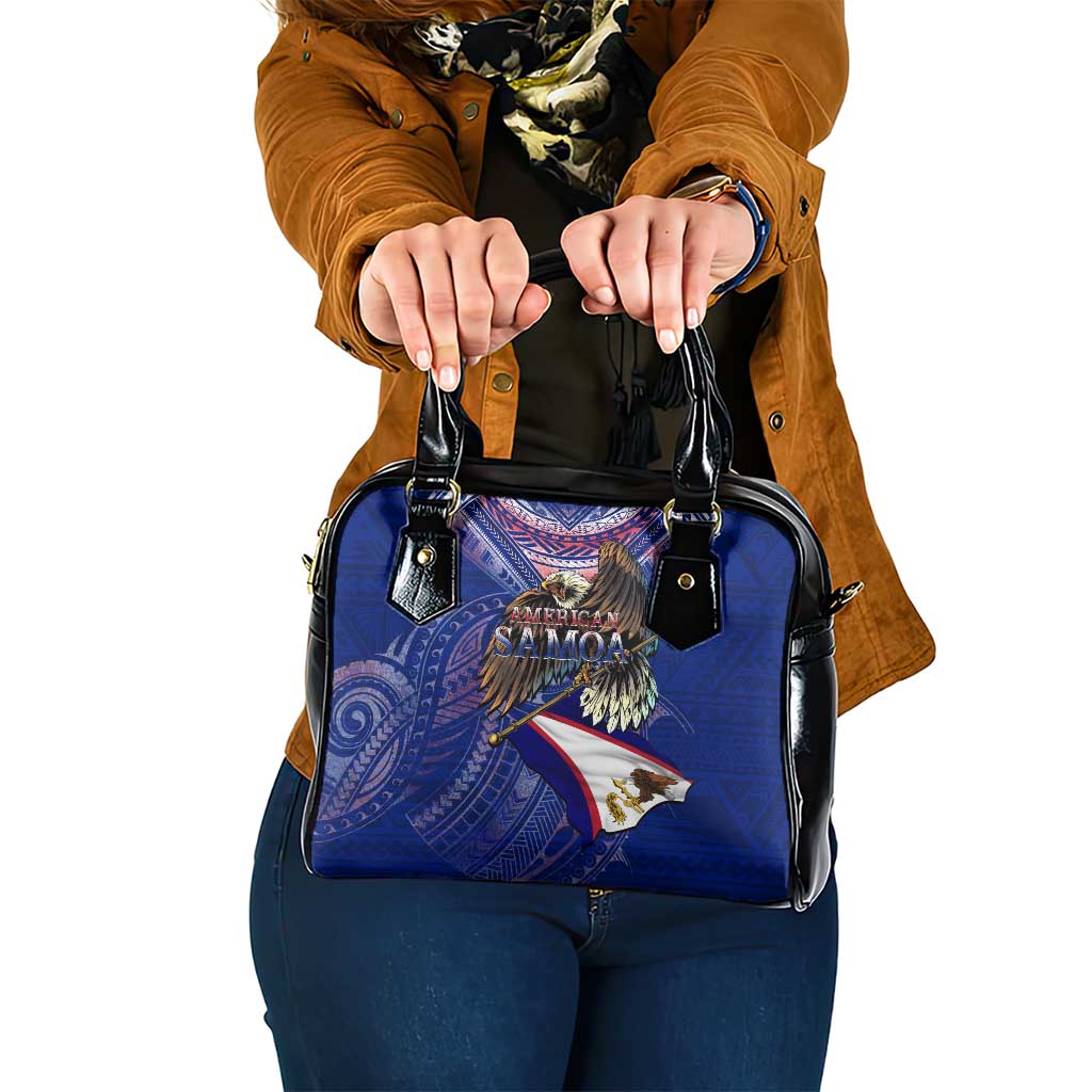 American Samoa Shoulder Handbag Brave Eagle Flag Color DT02 One Size Blue - Polynesian Pride