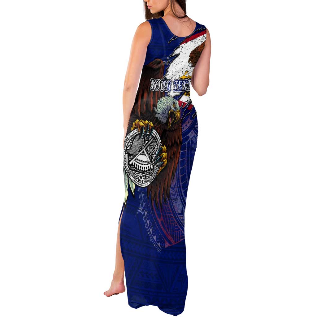 American Samoa Tank Maxi Dress Brave Eagle Flag Color