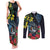 New Zealand Tui Bird Couples Matching Tank Maxi Dress and Long Sleeve Button Shirt Maori Koru Mix Pohutukawa