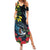 New Zealand Tui Bird Family Matching Summer Maxi Dress and Hawaiian Shirt Maori Koru Mix Pohutukawa