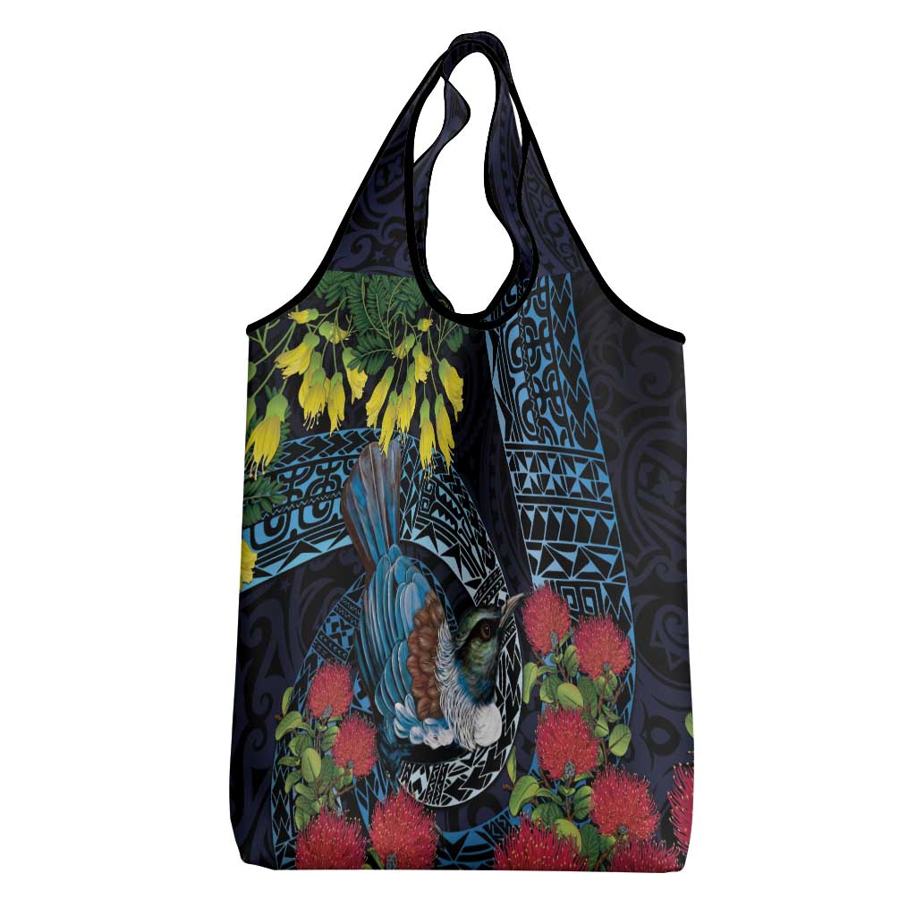 New Zealand Tui Bird Grocery Bag Maori Koru Mix Pohutukawa