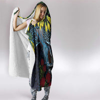 New Zealand Tui Bird Hooded Blanket Maori Koru Mix Pohutukawa