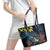 New Zealand Tui Bird Leather Tote Bag Maori Koru Mix Pohutukawa