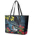 New Zealand Tui Bird Leather Tote Bag Maori Koru Mix Pohutukawa