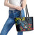New Zealand Tui Bird Leather Tote Bag Maori Koru Mix Pohutukawa