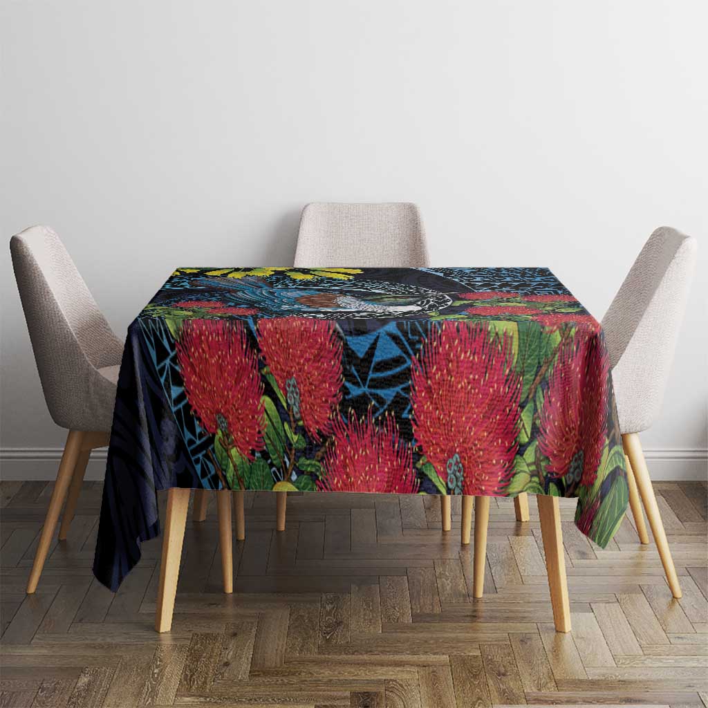 New Zealand Tui Bird Tablecloth Maori Koru Mix Pohutukawa