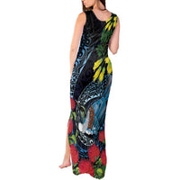 New Zealand Tui Bird Tank Maxi Dress Maori Koru Mix Pohutukawa
