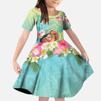 Personalised Hawaii Father's Day Family Matching Long Sleeve Bodycon Dress and Hawaiian Shirt Happy Father And Child