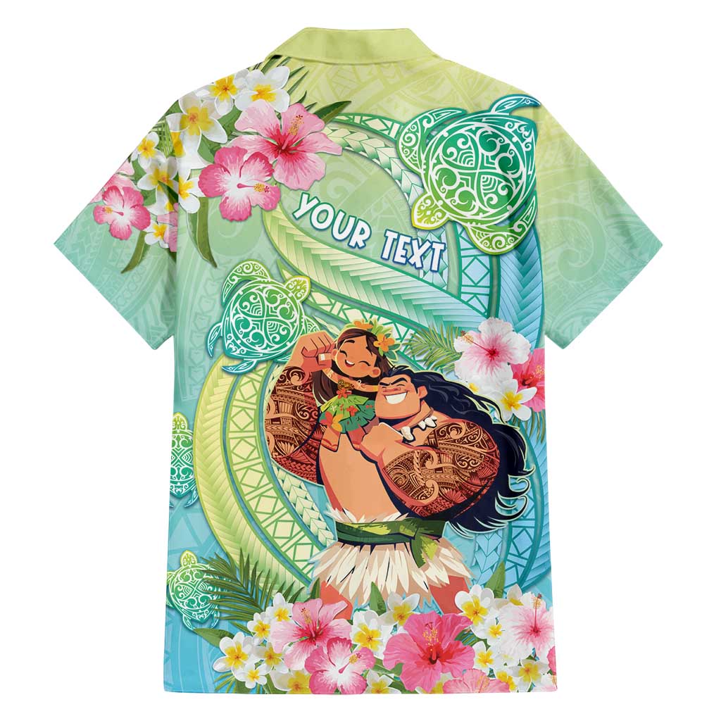 Personalised Hawaii Father's Day Family Matching Long Sleeve Bodycon Dress and Hawaiian Shirt Happy Father And Child