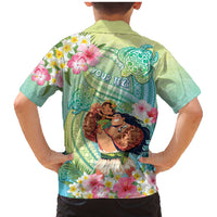 Personalised Hawaii Father's Day Family Matching Mermaid Dress and Hawaiian Shirt Happy Father And Child