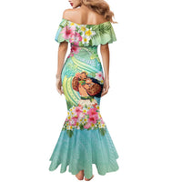Personalised Hawaii Father's Day Family Matching Mermaid Dress and Hawaiian Shirt Happy Father And Child