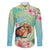 Personalised Hawaii Father's Day Family Matching Off The Shoulder Long Sleeve Dress and Hawaiian Shirt Happy Father And Child