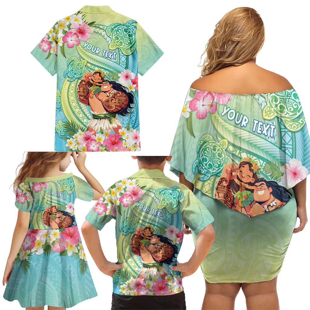 Personalised Hawaii Father's Day Family Matching Off Shoulder Short Dress and Hawaiian Shirt Happy Father And Child