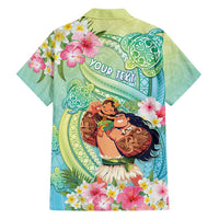Personalised Hawaii Father's Day Family Matching Short Sleeve Bodycon Dress and Hawaiian Shirt Happy Father And Child