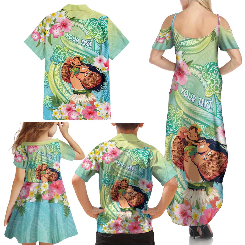Personalised Hawaii Father's Day Family Matching Summer Maxi Dress and Hawaiian Shirt Happy Father And Child