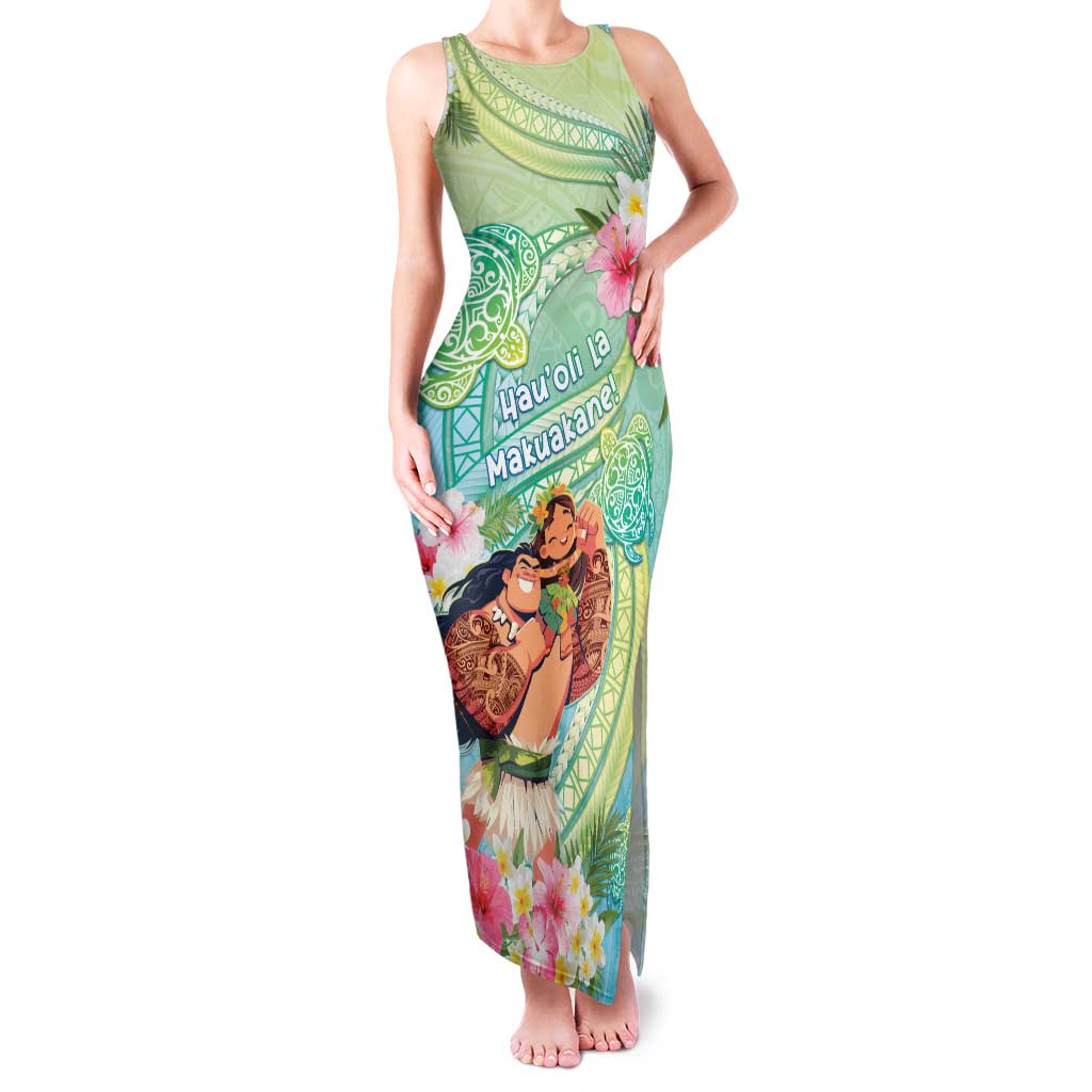 Personalised Hawaii Father's Day Family Matching Tank Maxi Dress and Hawaiian Shirt Happy Father And Child