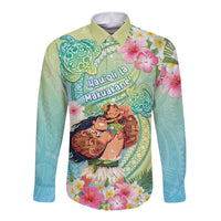 Personalised Hawaii Father's Day Long Sleeve Button Shirt Happy Father And Child