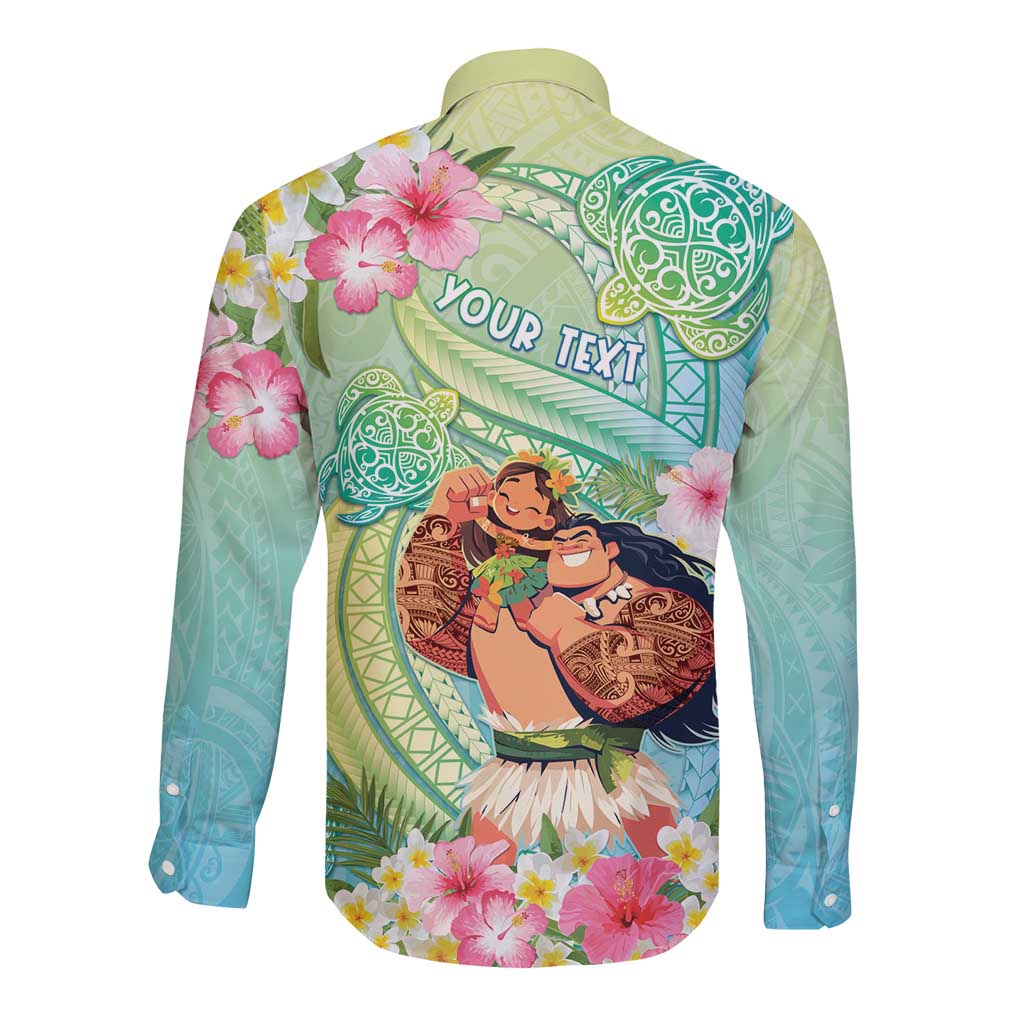 Personalised Hawaii Father's Day Long Sleeve Button Shirt Happy Father And Child