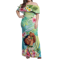 Personalised Hawaii Father's Day Off Shoulder Maxi Dress Happy Father And Child