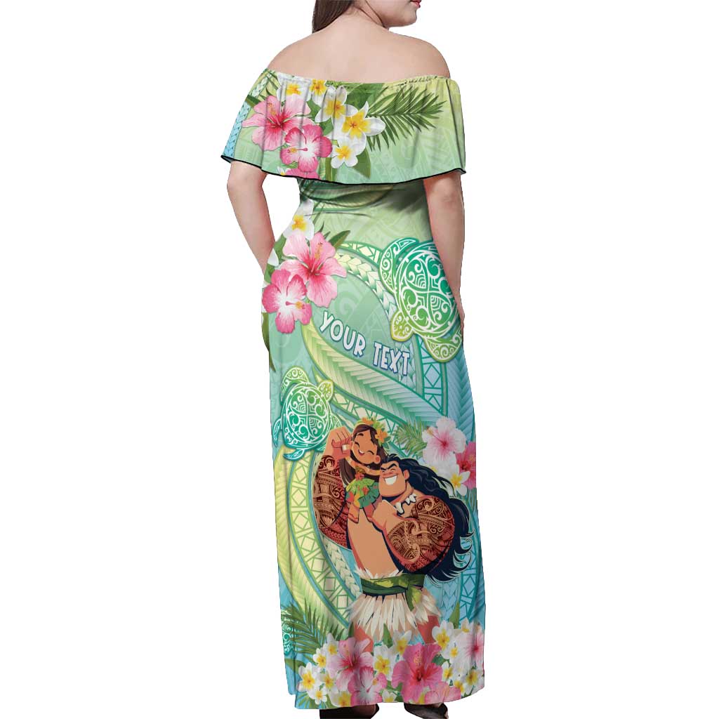 Personalised Hawaii Father's Day Off Shoulder Maxi Dress Happy Father And Child
