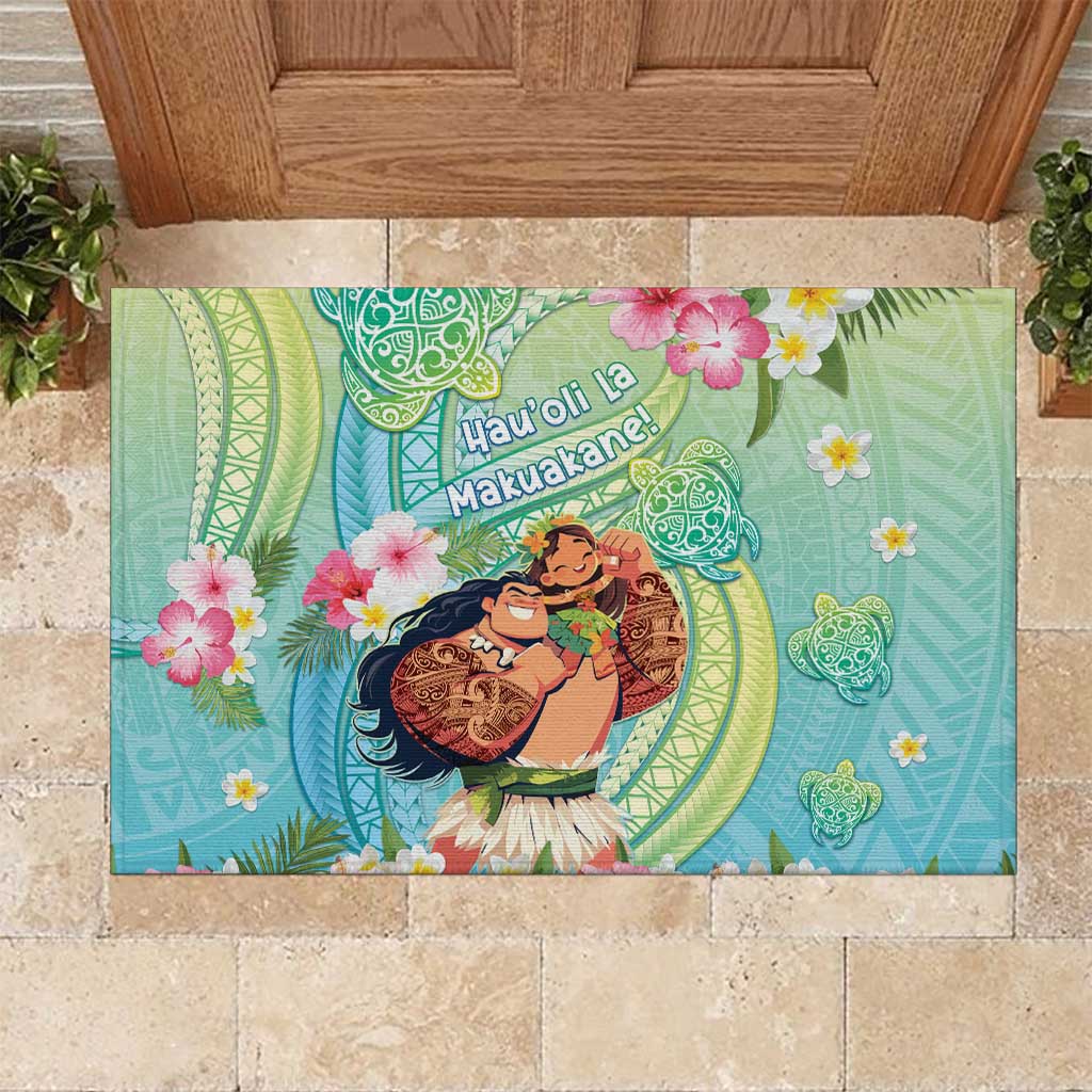 Hawaii Father's Day Rubber Doormat Happy Father And Child