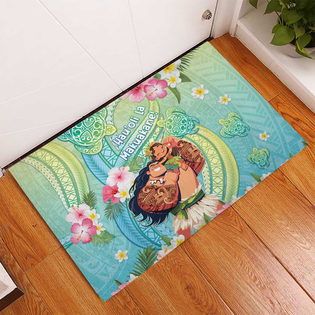 Hawaii Father's Day Rubber Doormat Happy Father And Child