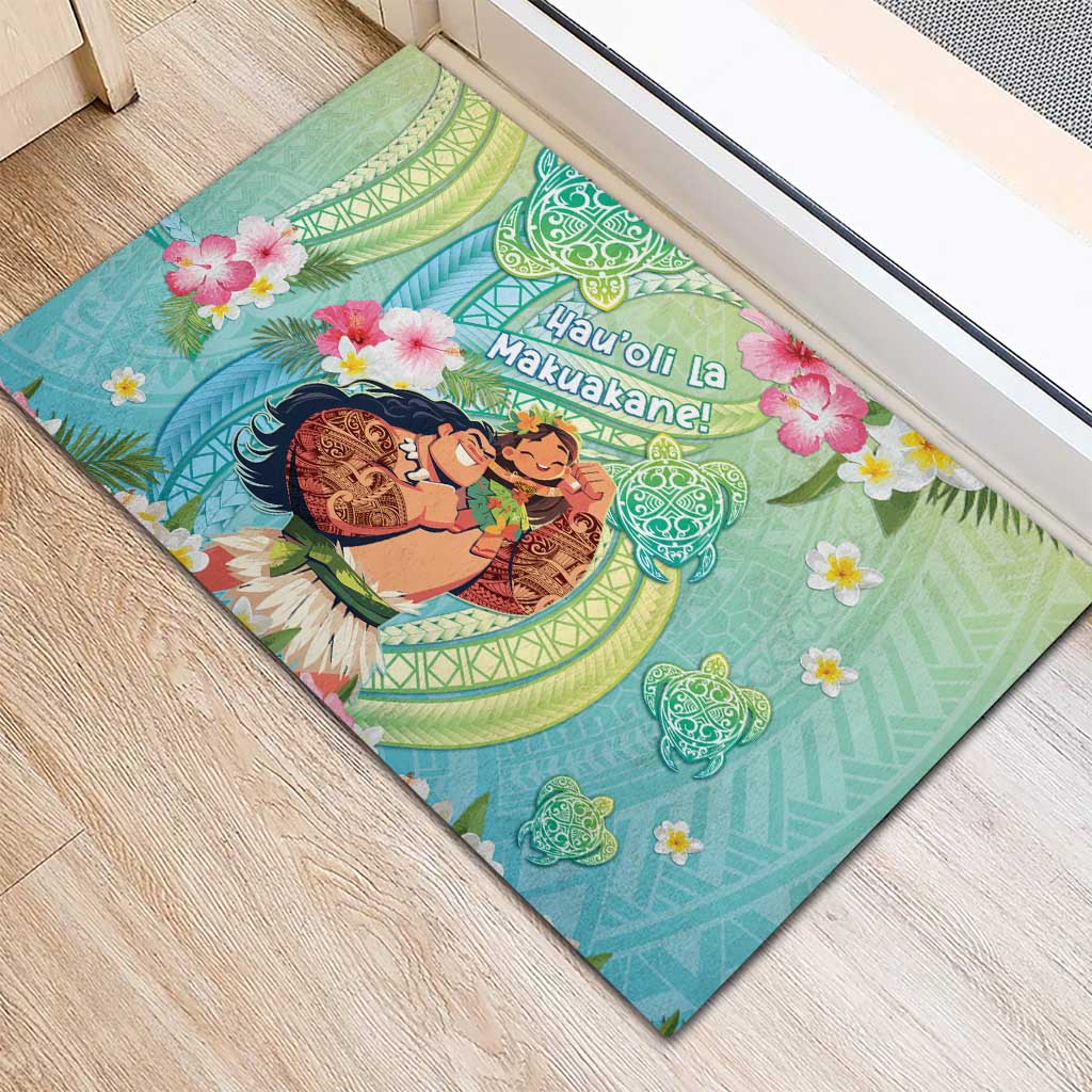 Hawaii Father's Day Rubber Doormat Happy Father And Child