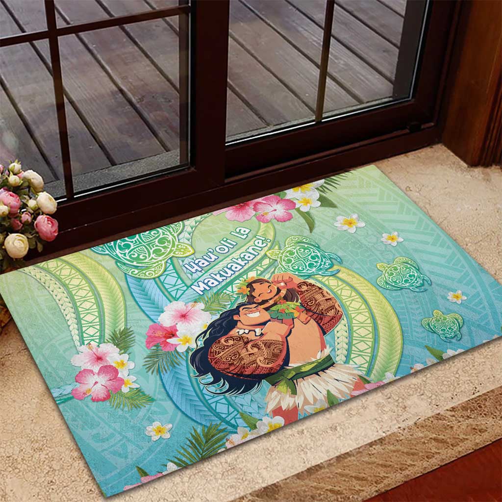 Hawaii Father's Day Rubber Doormat Happy Father And Child
