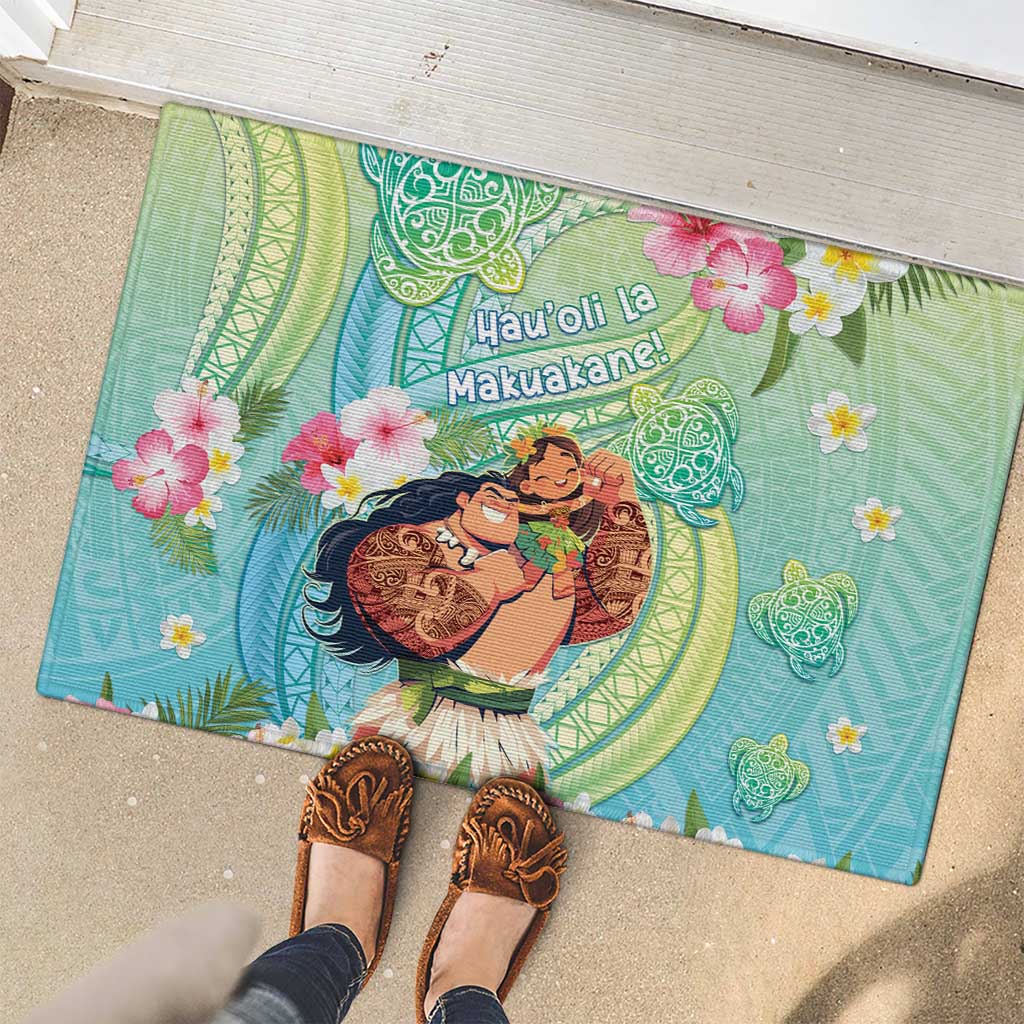 Hawaii Father's Day Rubber Doormat Happy Father And Child