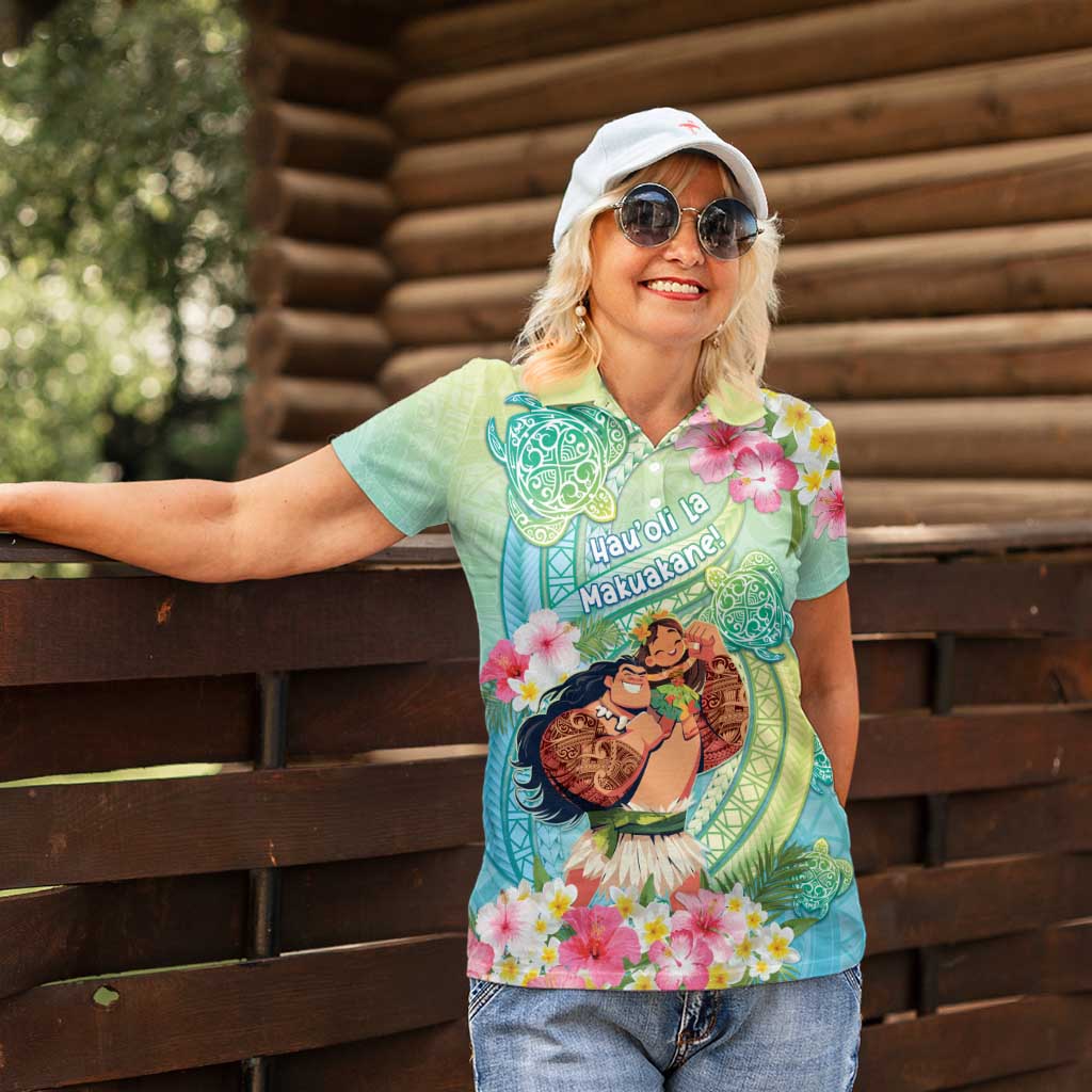 Personalised Hawaii Father's Day Women Polo Shirt Happy Father And Child