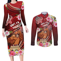 Personalised New Zealand Father's Day Couples Matching Long Sleeve Bodycon Dress and Long Sleeve Button Shirt Happy Father And Child