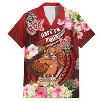 Personalised New Zealand Father's Day Family Matching Off The Shoulder Long Sleeve Dress and Hawaiian Shirt Happy Father And Child