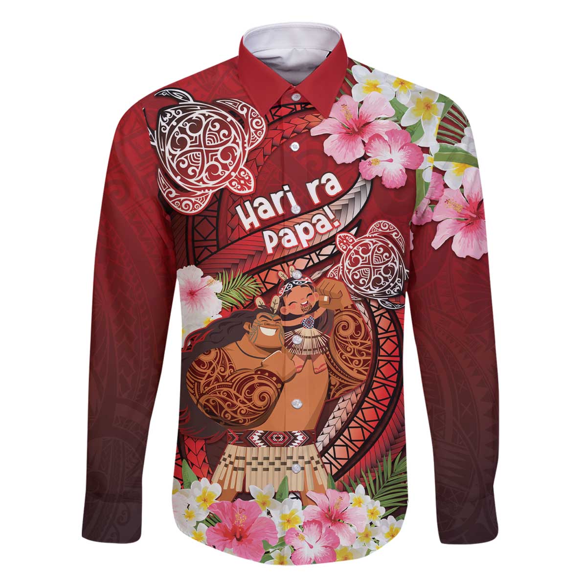 Personalised New Zealand Father's Day Family Matching Off The Shoulder Long Sleeve Dress and Hawaiian Shirt Happy Father And Child