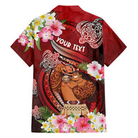 Personalised New Zealand Father's Day Family Matching Off Shoulder Short Dress and Hawaiian Shirt Happy Father And Child