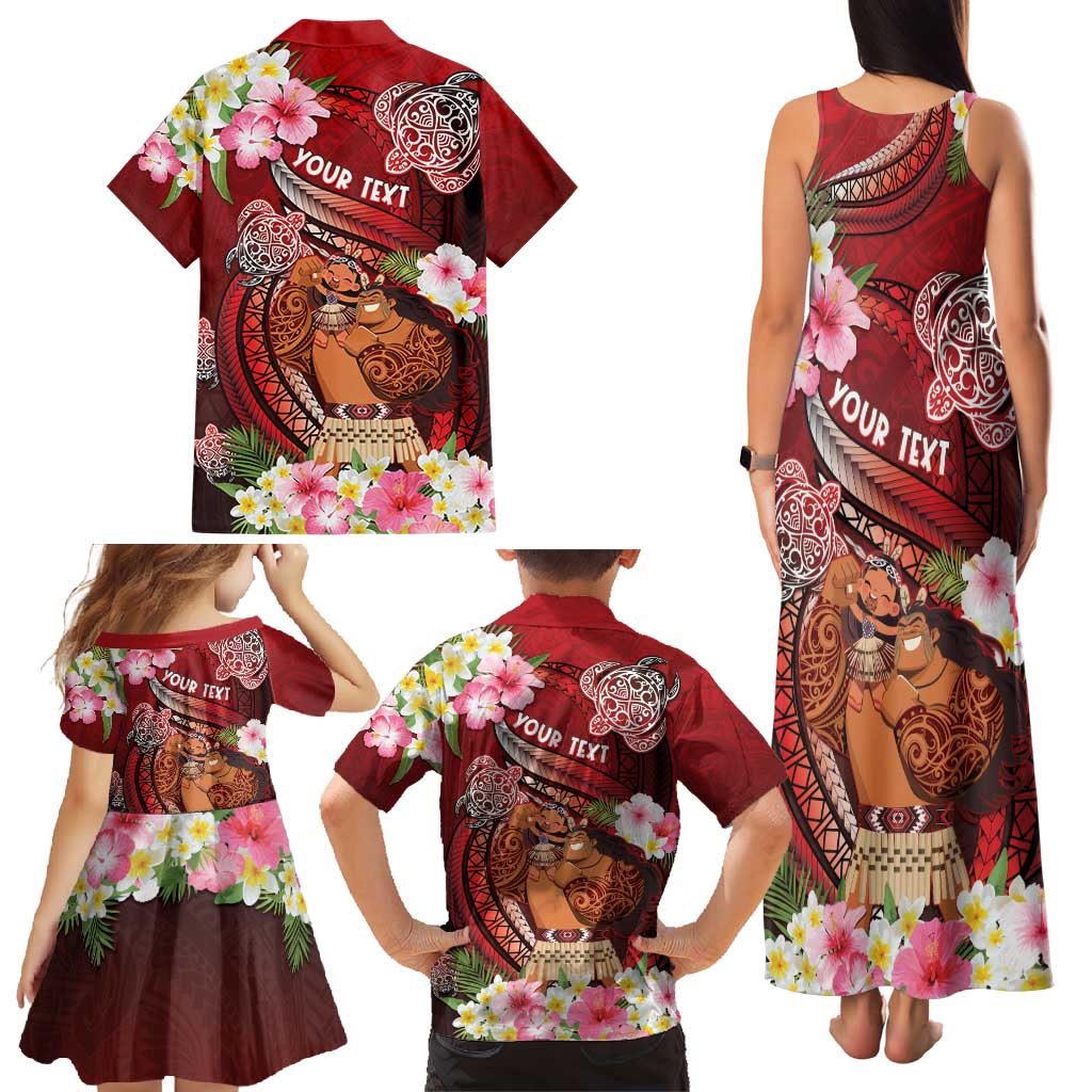 Personalised New Zealand Father's Day Family Matching Tank Maxi Dress and Hawaiian Shirt Happy Father And Child