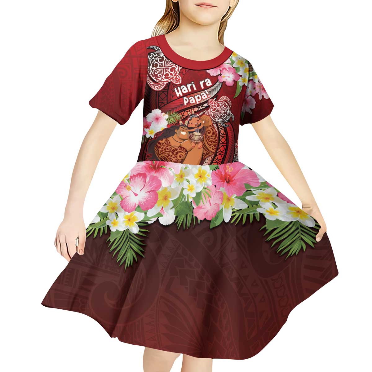 Personalised New Zealand Father's Day Kid Short Sleeve Dress Happy Father And Child