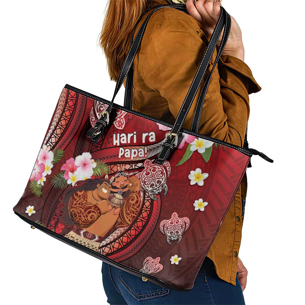 New Zealand Father's Day Leather Tote Bag Happy Father And Child