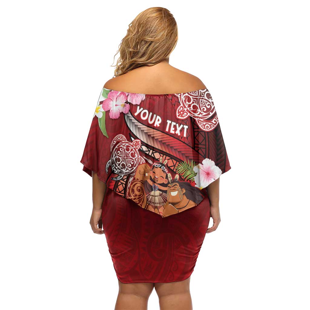 Personalised New Zealand Father's Day Off Shoulder Short Dress Happy Father And Child