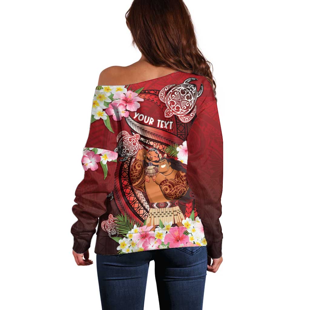 Personalised New Zealand Father's Day Off Shoulder Sweater Happy Father And Child