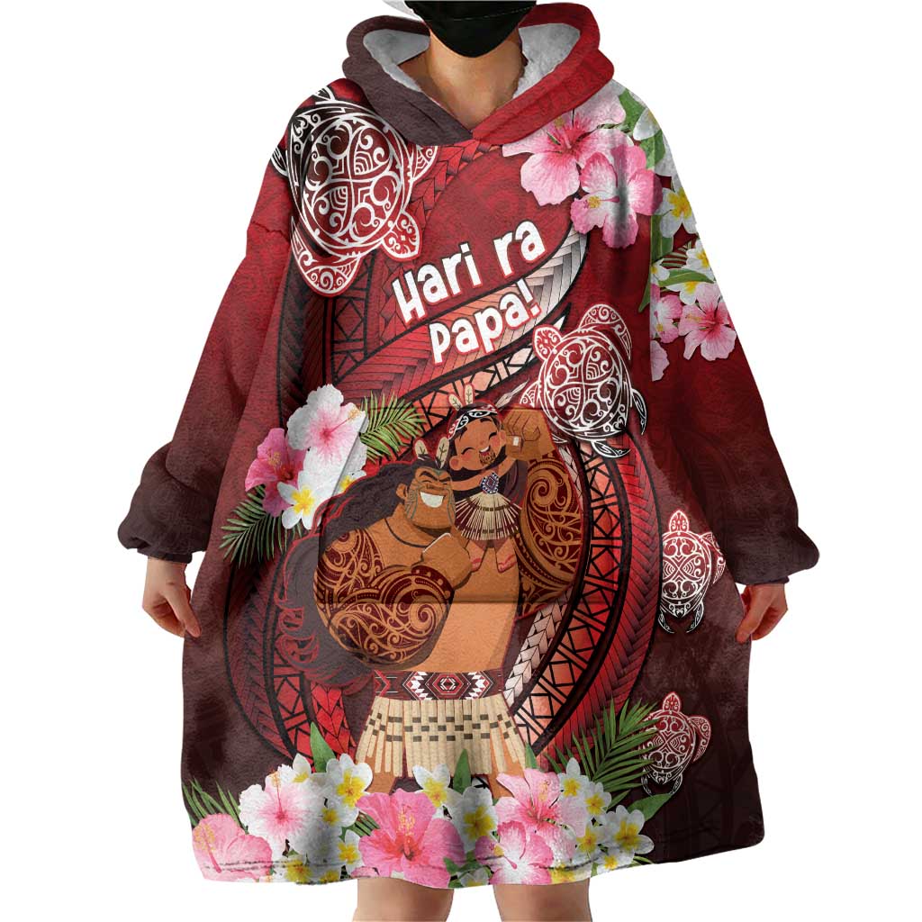 Personalised New Zealand Father's Day Wearable Blanket Hoodie Happy Father And Child