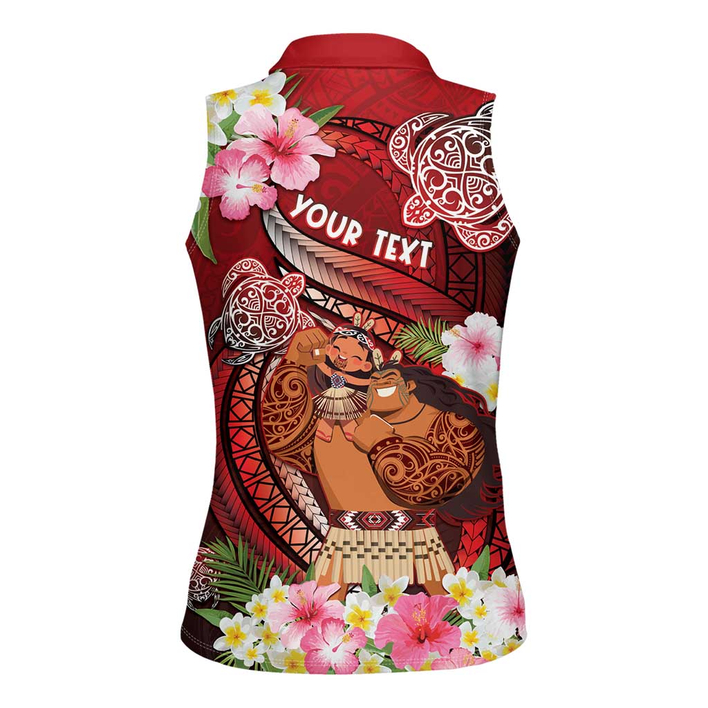 Personalised New Zealand Father's Day Women Sleeveless Polo Shirt Happy Father And Child