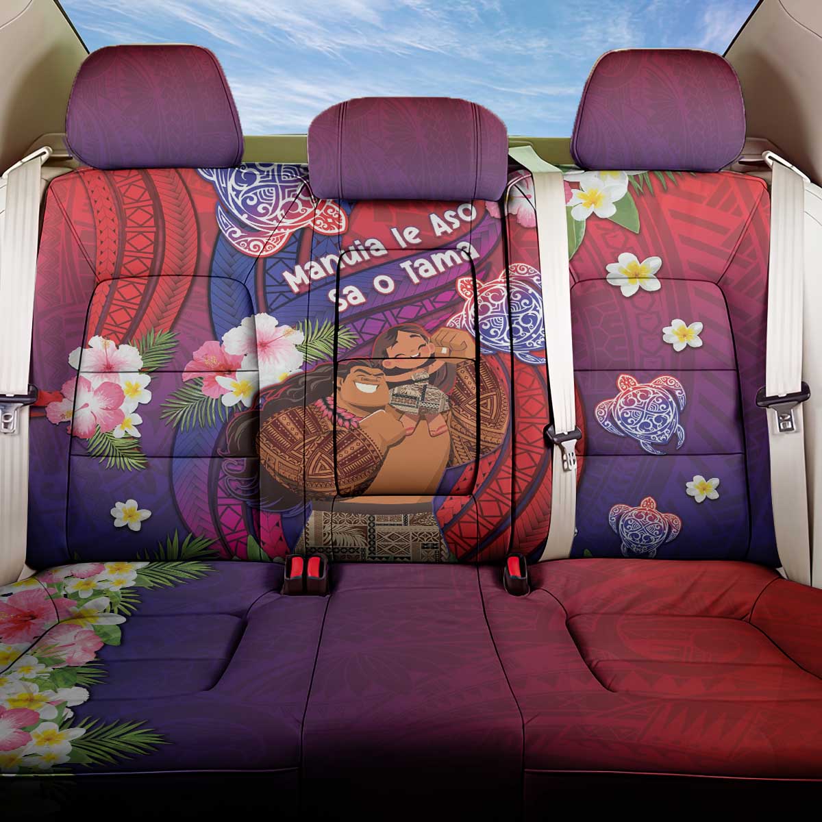 Samoa Father's Day Back Car Seat Cover Happy Father And Child