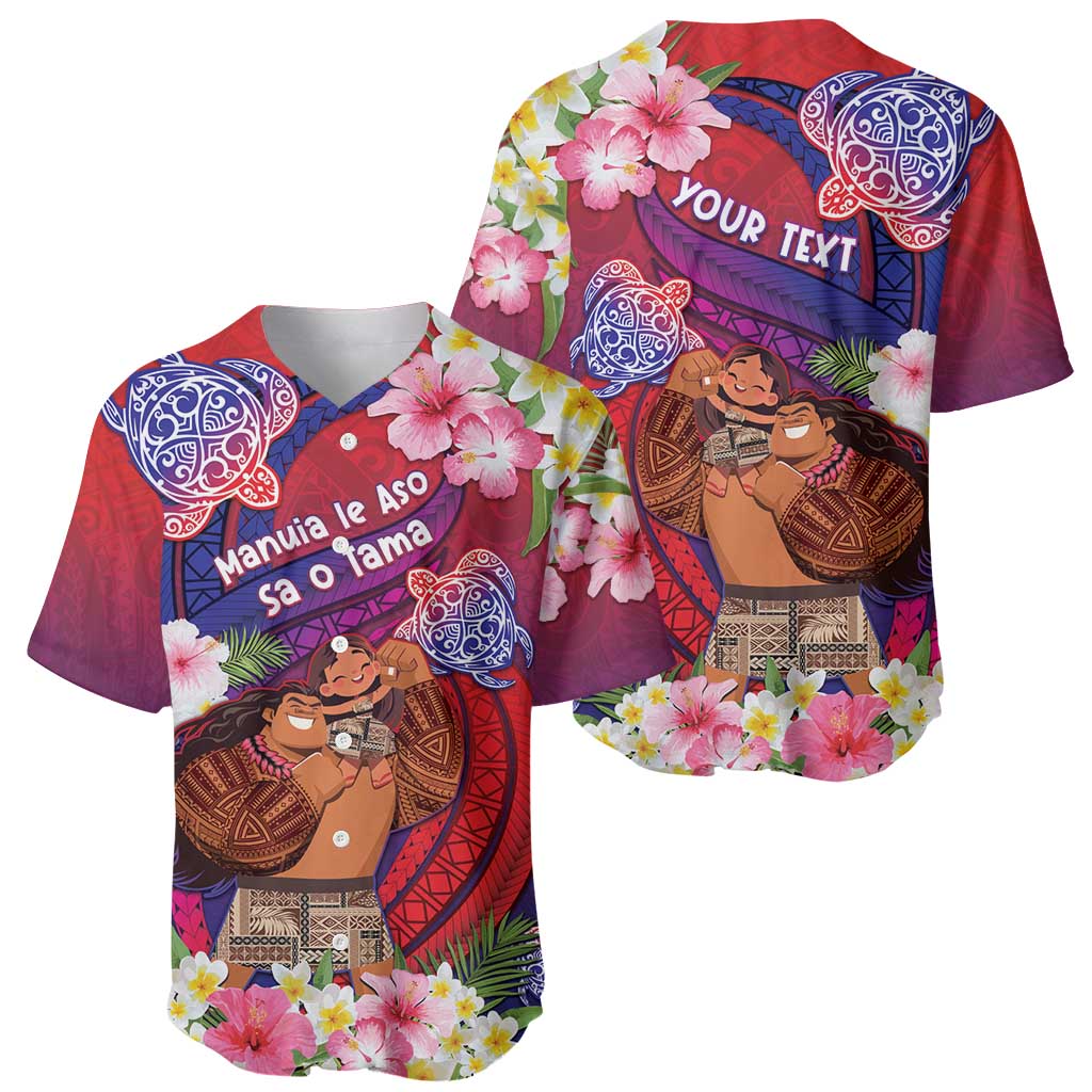 Personalised Samoa Father's Day Baseball Jersey Happy Father And Child