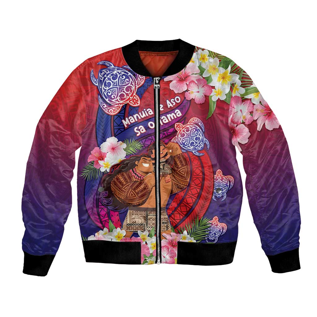 Personalised Samoa Father's Day Bomber Jacket Happy Father And Child