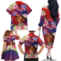 Personalised Samoa Father's Day Family Matching Off The Shoulder Long Sleeve Dress and Hawaiian Shirt Happy Father And Child